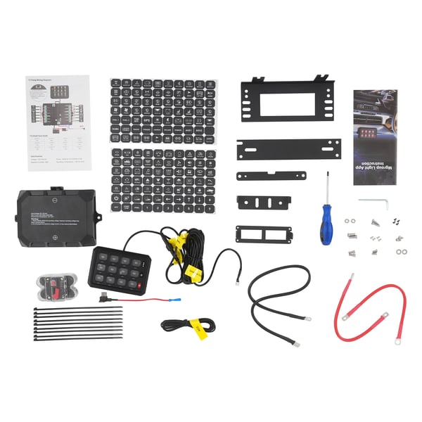 App-styret afbryderpanel - 12-kanals 12-vejs - DC 12–24 V - RGB 8 farver - Lysstyrke 5 niveauer - Maks. 80 A 960/1920 W - Til båd UTV SUV campingvogn