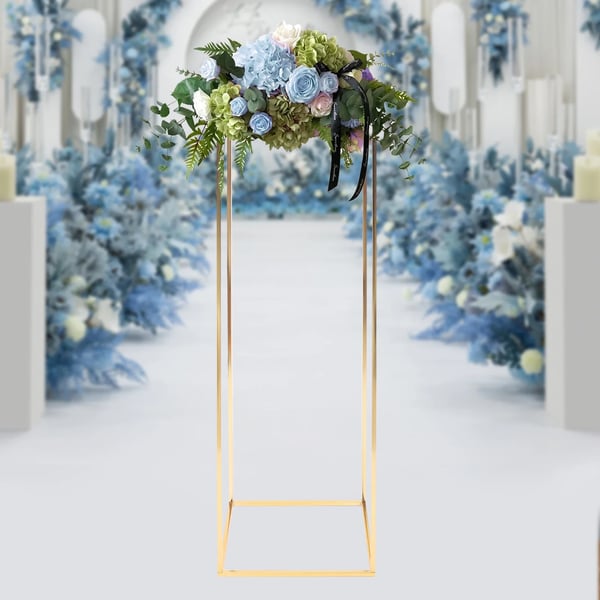 Blomsterstander - Søjlevase med akrylplade - Jern - Højde 100 cm - Moderne stil - Bryllup & event borddekoration - Guld