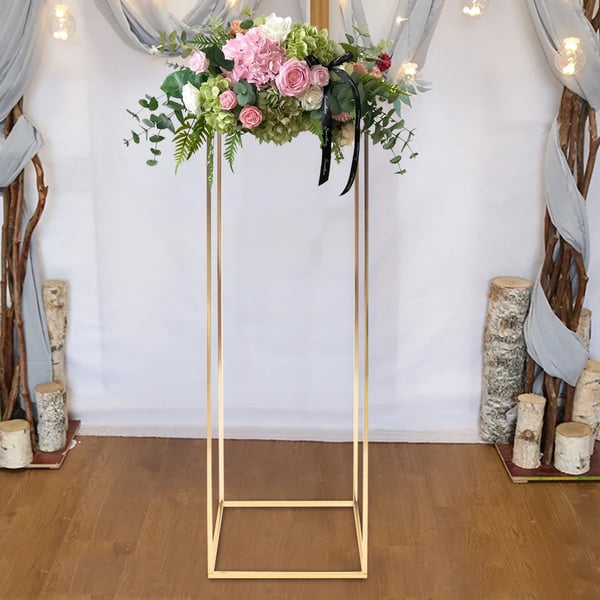Blomsterstander - Søjlevase med akrylplade - Jern - Højde 100 cm - Moderne stil - Bryllup & event borddekoration - Guld