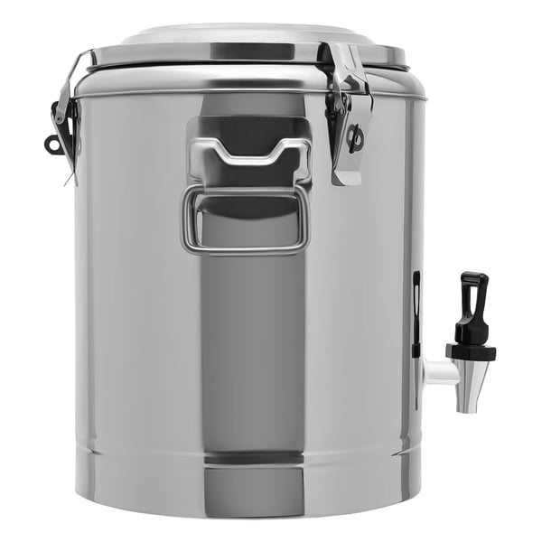 Termobeholder - Madvarmer - 14 L kapacitet - Isoleret - Rund - Rustfrit stål - Taphane & låg - Sølv