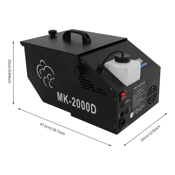 Røgmaskine - DMX gulvhazer/fogger - 1200 W - Trådløs fjernbetjening - Til DJ, fest, klub, scene - Lysegrå