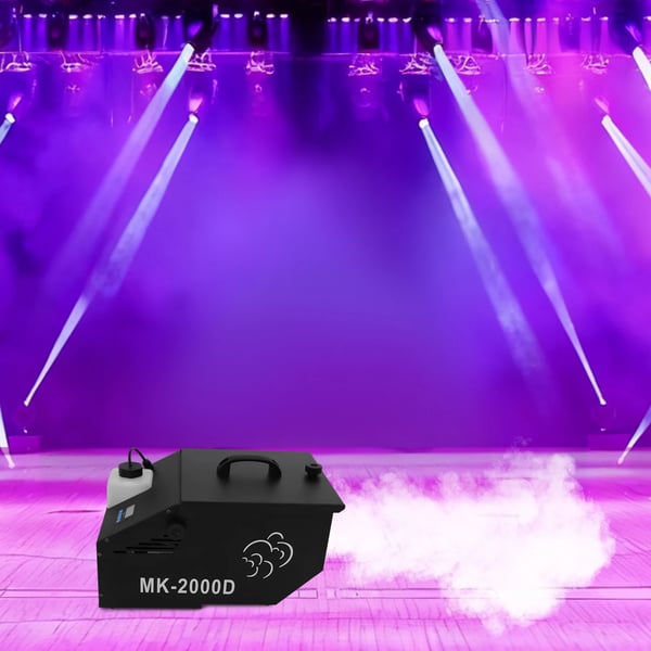 Røgmaskine - DMX gulvhazer/fogger - 1200 W - Trådløs fjernbetjening - Til DJ, fest, klub, scene - Lysegrå