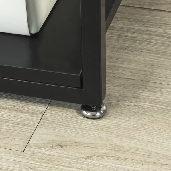 Sofabord/Sidebord - Glasbord - Med glasplade - Tre hylder - Mål 65x55x35 cm - Sort