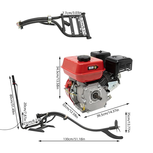 Påhængsmotor til fiskebåd - 7,5 hk (4,3 kW) - 4‑takt, enkeltcylindret, luftkølet - Manuel start - TCI‑tænding - Blyfri benzin - Aluminium/stål
