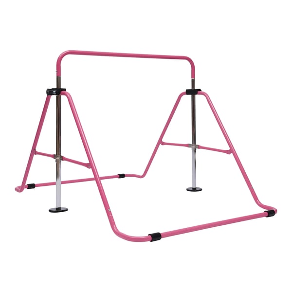 Gymnastikstang - Foldbar Horisontalstang - 5 Højder - Fritstående - Indendørs Hjemmetræning - Pink