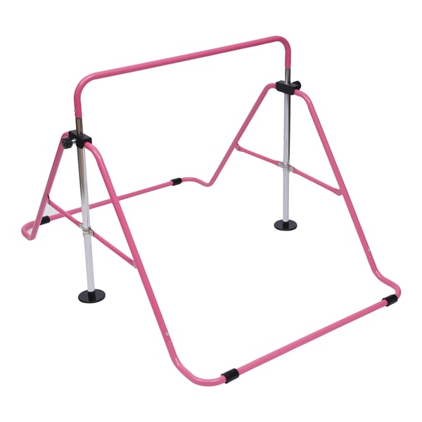 Gymnastikstang - Foldbar Horisontalstang - 5 Højder - Fritstående - Indendørs Hjemmetræning - Pink