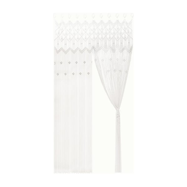 Dør- og vinduesgardin - Dørforhæng - 172x205 cm - Strikket - Ensfarvet - Rektangulær - Hvid