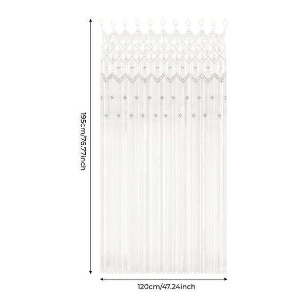 Dør- og vinduesgardin - Dørforhæng - 172x205 cm - Strikket - Ensfarvet - Rektangulær - Hvid