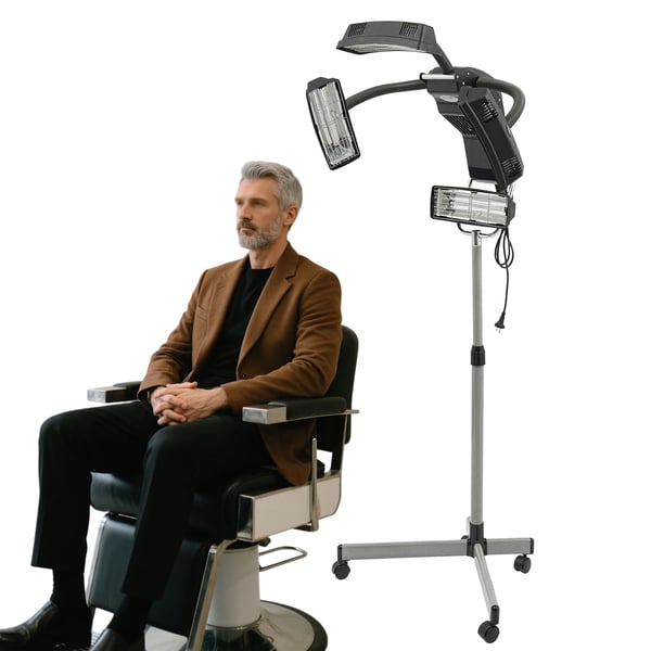 Salon hårsteamer - stående farveprocessor - 650W 220V - 4 Varmelamper - Timer 0–60 min - 40–70°C - Justerbar Højde 150–170 cm - 4 Hjul - Sort