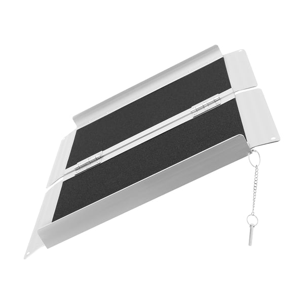 Kørestolsrampe - Foldbar, 2 stk - 61 cm - Maks 272 kg - Aluminiumslegering & rustfrit stål - Til kørestol/rollator - Sort/Sølv