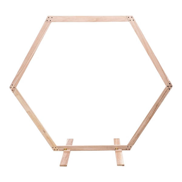 Træ bryllupsbue - Hexagonalt buestativ - 1,85 m - XL - Maks belastning 5 kg - Indendørs/udendørs - Fotobaggrund & ballonbue