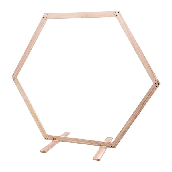 Træ bryllupsbue - Hexagonalt buestativ - 1,85 m - XL - Maks belastning 5 kg - Indendørs/udendørs - Fotobaggrund & ballonbue
