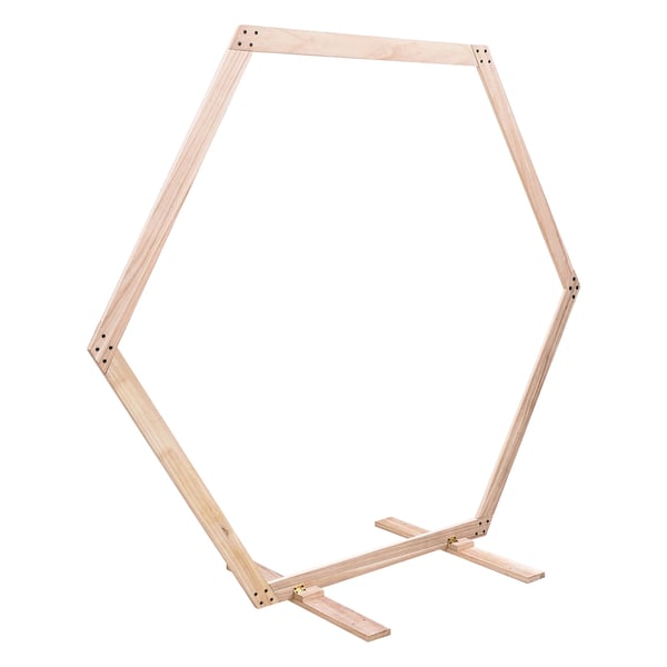 Træ bryllupsbue - Hexagonalt buestativ - 1,85 m - XL - Maks belastning 5 kg - Indendørs/udendørs - Fotobaggrund & ballonbue
