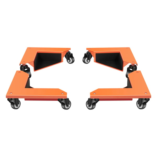 Möbelrullar - Trehjuliga Svängbara Hörnhjul - Bärförmåga 650 kg - Set om 4 - För Rätvinkliga Objekt - Orange