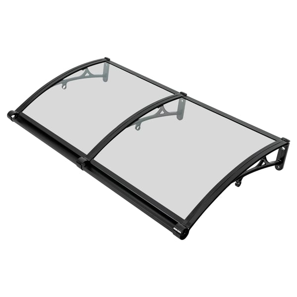 Dørskærm - Halvtag - 120 x 60 cm - Bueformet - Ramme i aluminiumslegering - Klar akrylplade - Regn og solbeskyttelse - Trykstøbt - Sort