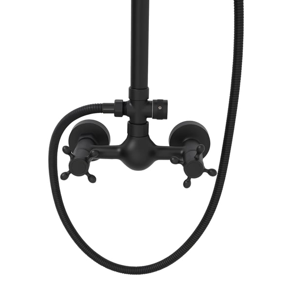 Bruserpanel - Brusetårn sæt - Justerbar overhead regnbruser - Håndbruser kombi - Messing - Lakeret - Sort