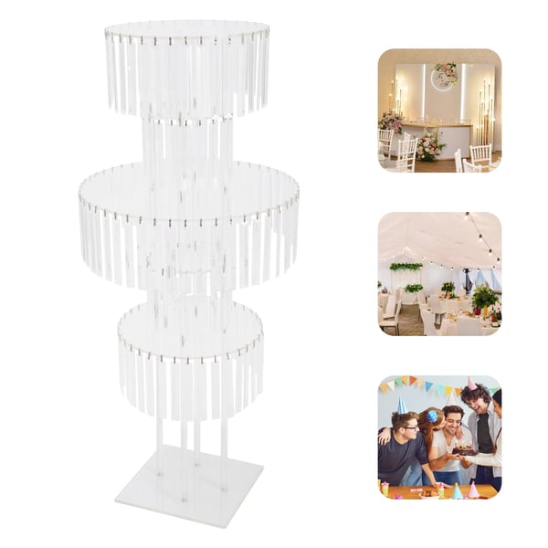 Blomsterstander - 5-niveauers akrylstander - Bæreevne 5 kg - Fritstående - Moderne stil - Til bryllup & fester - Sølv
