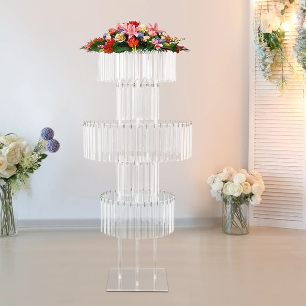Blomsterstander - 5-niveauers akrylstander - Bæreevne 5 kg - Fritstående - Moderne stil - Til bryllup & fester - Sølv