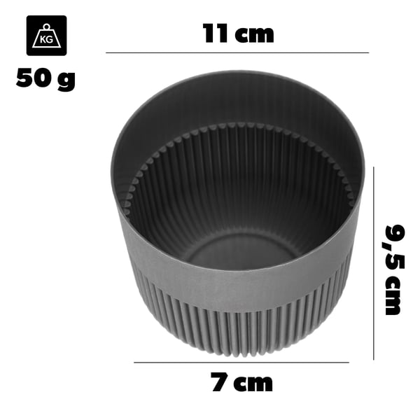 Ornon - Blomsterpotte/Plantepotte - Plastik - Moderne design - 11 cm - Til blomster og grønne planter - Mørkegrå