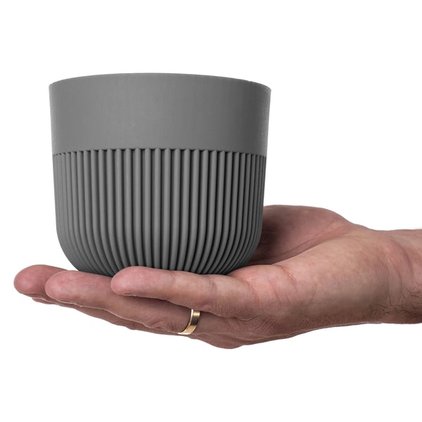 Ornon - Blomsterpotte/Plantepotte - Plastik - Moderne design - 11 cm - Til blomster og grønne planter - Mørkegrå
