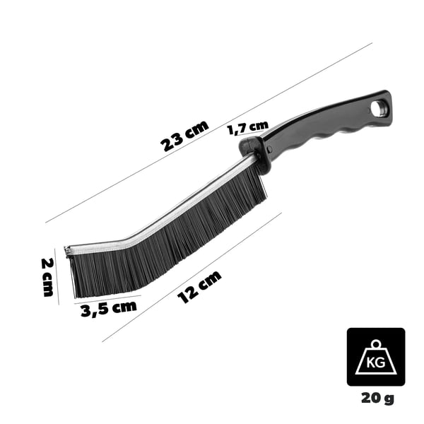 Rengöringsborste för spår och springor - Handborste - Handhållen - Längd 23 cm - Plast - Storlek M - Miljövänlig - Svart