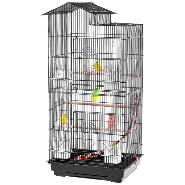 Fuglebur - Størrelse M - Rustfrit stål - 99×48×36 cm - Til fugle - Grå