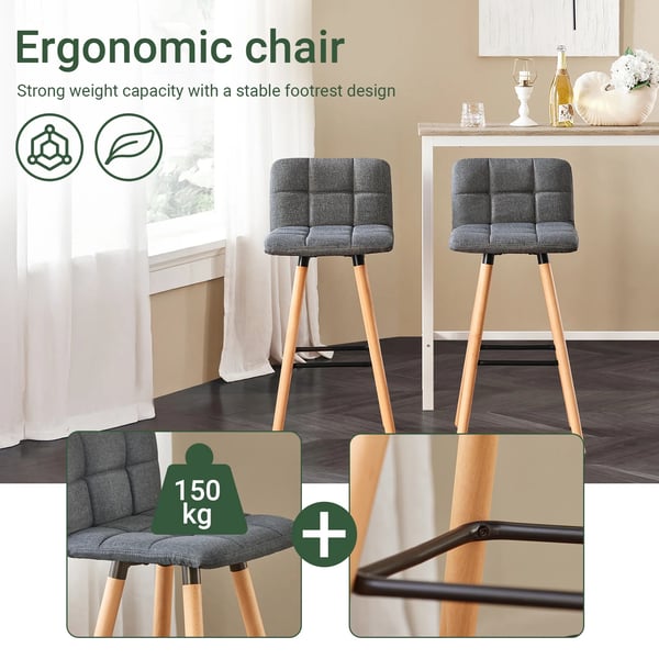 Barstol - FST50x2 - Med ryglæn - Sædehøjde 68 cm - Til køkkenø og bardisk - Mørkegrå
