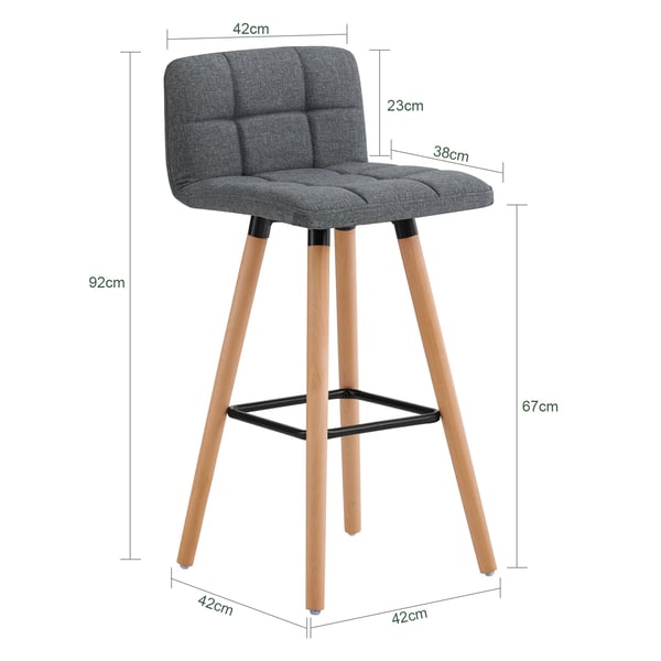 Barstol - FST50x2 - Med ryglæn - Sædehøjde 68 cm - Til køkkenø og bardisk - Mørkegrå