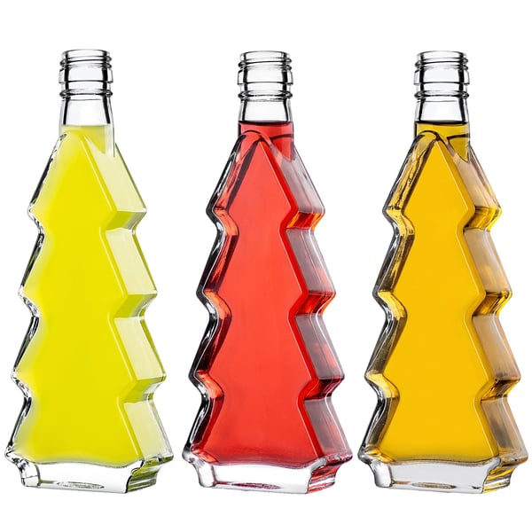 Julgransformad glasflaska - 200 ml - 5-pack - Skruvkork - Livsmedelssäker - Guld