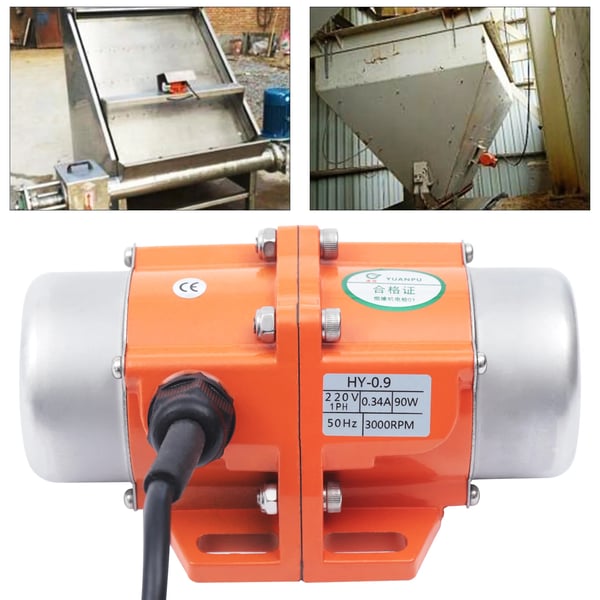 Industriel vibrationsmotor - Asynkron - Enfaset - 90 W - 3000 rpm - 208–240 V AC 50 Hz - IP65 - Orange, Sølv