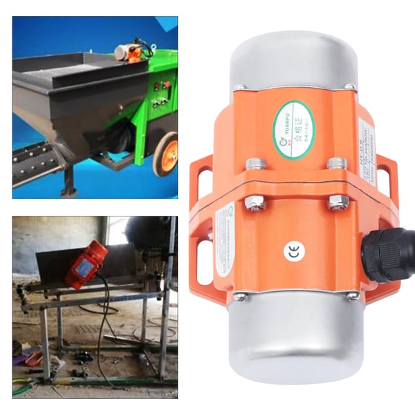 Industriel vibrationsmotor - Asynkron - Enfaset - 90 W - 3000 rpm - 208–240 V AC 50 Hz - IP65 - Orange, Sølv