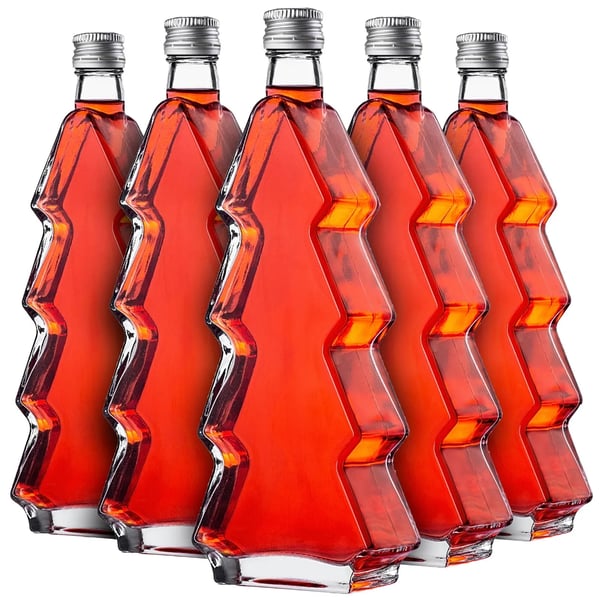 Joulukuusipullo - Lasipullo - 500 ml - Kierrekorkki - FCM-hyväksytty - 5 kpl - Hopea