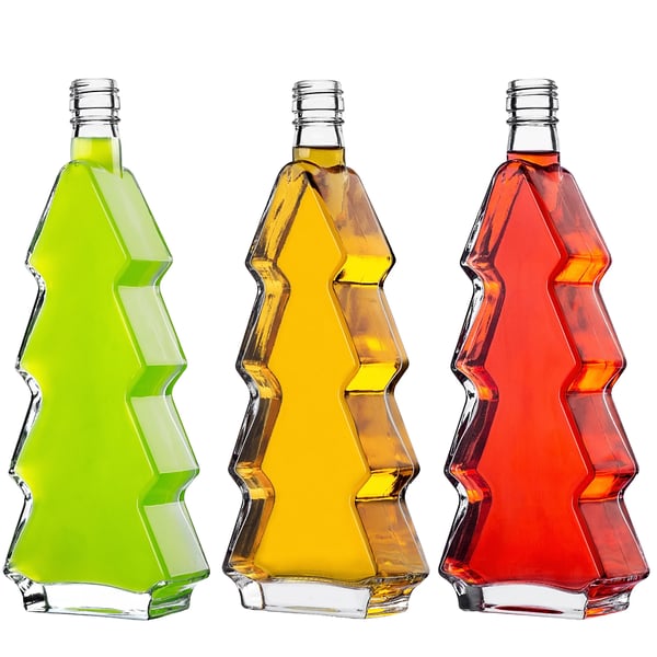 Joulukuusipullo - Lasipullo - 500 ml - Kierrekorkki - FCM-hyväksytty - 5 kpl - Hopea