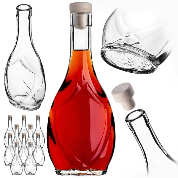 Glasflaska - Tinkturflaska - 250 ml - Syntetkork - 10-pack - Livsmedelssäker (FCM)
