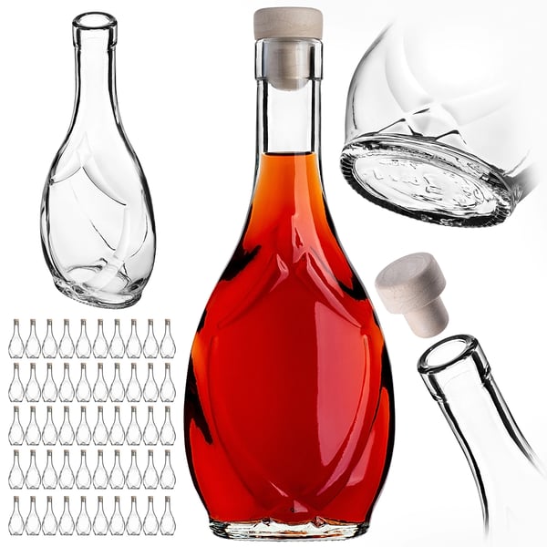 Glasflaskor för tinktur - 250 ml - Syntetisk kork - FCM-certifierad - 50-pack