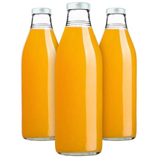 Juiceflaske - Glasflaske - 1 l - Skruelåg - 3-pak - FCM-certificeret - Hvidt låg