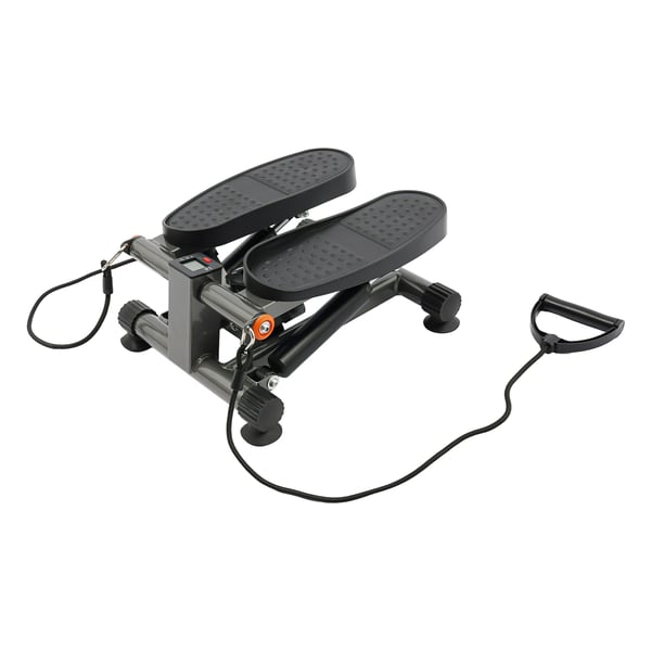 Twist Stepper - Hydraulisk mini stepmaskine - LCD-display - Modstandsbånd - Justerbar trinhøjde 19–34 cm - Hjemmetræning - Sort