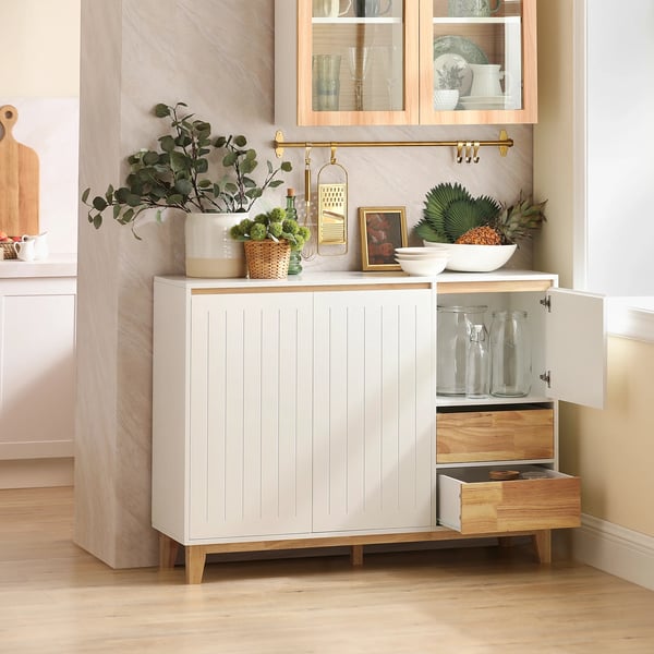Sideboard Skänk - FSB75-WN - Matsalsmöbel - Förvaring - Självmontering - Vit