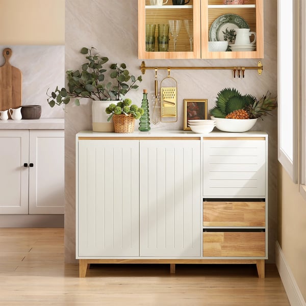 Sideboard Skänk - FSB75-WN - Matsalsmöbel - Förvaring - Självmontering - Vit