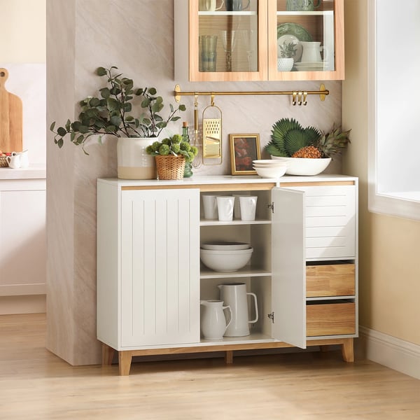 Sideboard Skänk - FSB75-WN - Matsalsmöbel - Förvaring - Självmontering - Vit