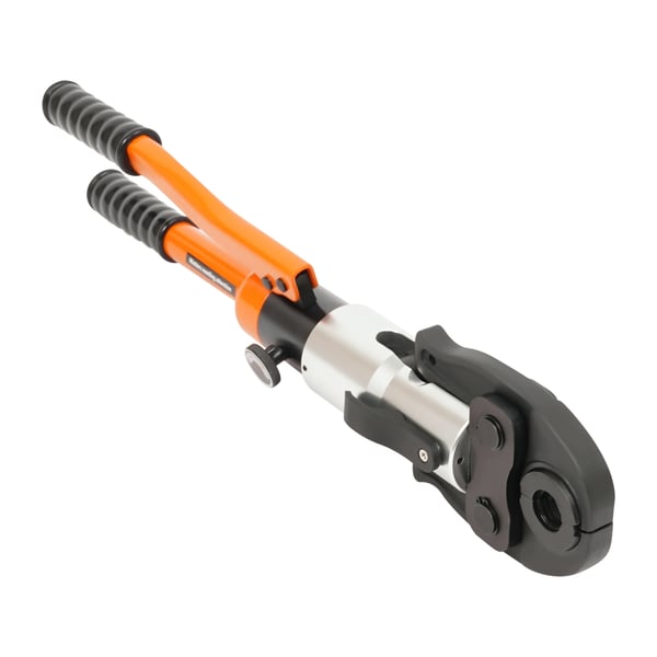 Hydraulisk krimptång - CW-1632 - Presskraft 10 t - Slag 20 mm - Sexkantig krimp - Matriser 10 st - Vikt 5,22 kg - Orange