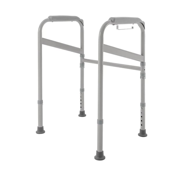 WC-istuimen tuki - Säädettävä tukikehikko - Luistamattomat käsikahvat ja jalat - Enintään 200 kg - Hiiliteräs & PE - 56×46 cm