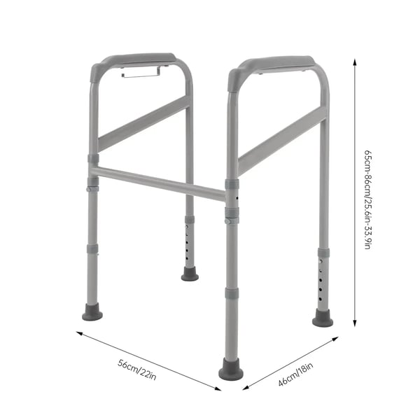 Toiletstøtte - Justerbar støtteramme til toilet - Skridsikre håndgreb og fødder - Maks. 200 kg - Kulstofstål & PE - 56×46 cm