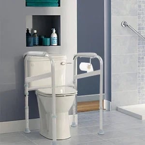 Toiletstøtte - Justerbar støtteramme til toilet - Skridsikre håndgreb og fødder - Maks. 200 kg - Kulstofstål & PE - 56×46 cm