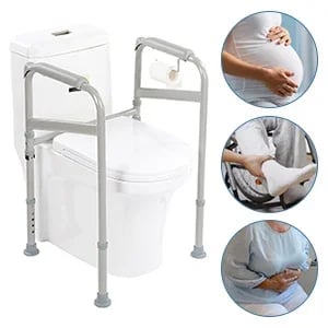 Toiletstøtte - Justerbar støtteramme til toilet - Skridsikre håndgreb og fødder - Maks. 200 kg - Kulstofstål & PE - 56×46 cm