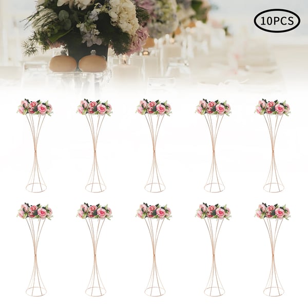 Blomsterstand - Trumpetvase sæt - 10-pak - 80 cm høj - Åbning Ø22 cm - Jern - Til bord og bryllupsdekoration