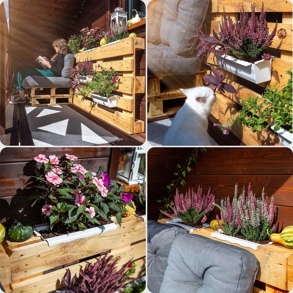 Blomsterkrukke til europalle - Plantekrukke - 40,5 cm - Plast - 10-pak - Hvid
