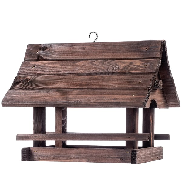 Fuglefoderhus - Fuglehus i træ - 30x25 cm - Ikke-automatisk - Brun