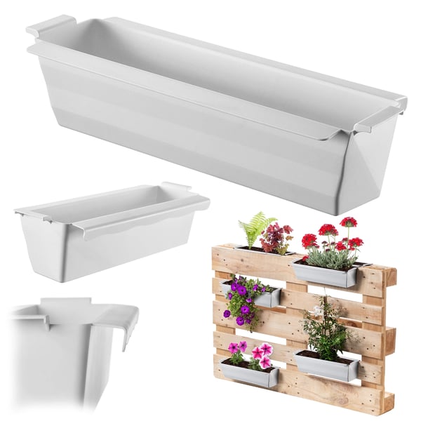 Blomsterpotte til europaller - 40,5 cm - Plastik - 12 stk - Hvid