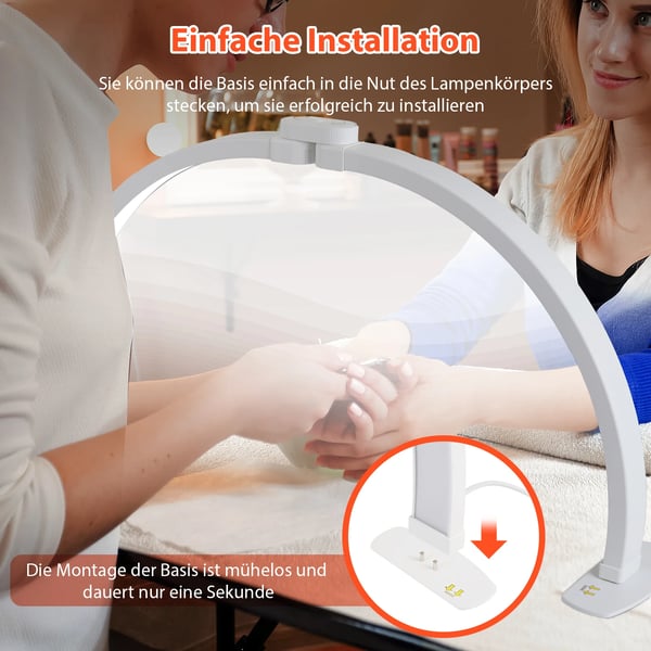 Halvmåne U-formet Neglelampe - LED Bordlampe til Manicure/Salon - 38 W - 76,2 cm Længde - Arbejdslampe - Hvid